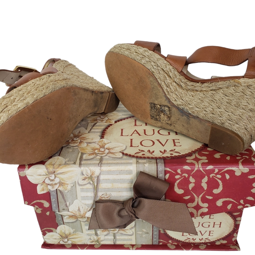 Michael Kors Celia Womens Brown Mid Wedge Platform Sandal Ankle Strap Y2K sz 8.5 - Picture 14 of 14